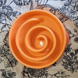 Outward Hound Fun Feeder Slo Bowl Size L Regular Orange Swirl Slow Dog Puzzle
